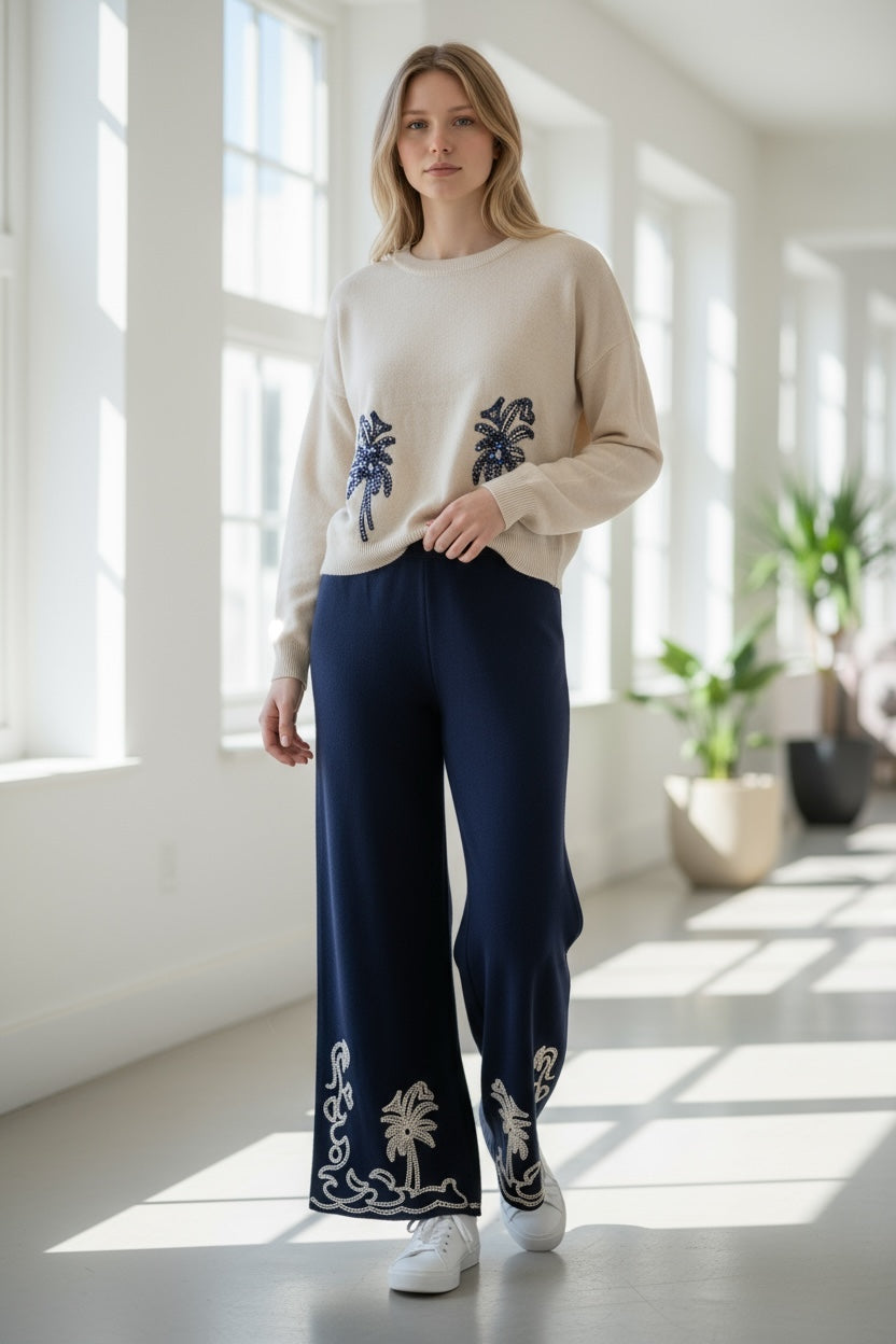 Cream Stitch Detail Fine Knit Co-ord