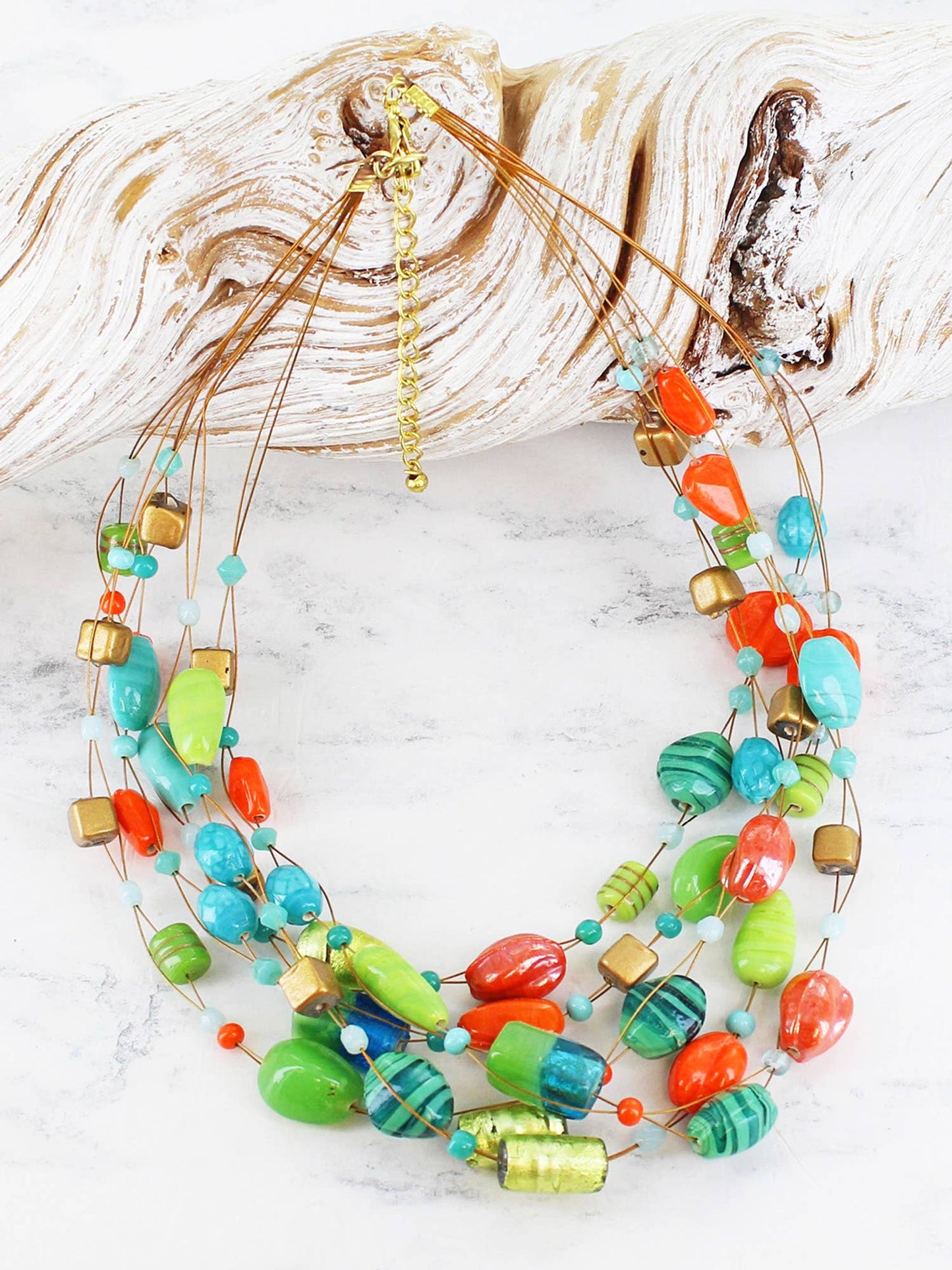 MIXED GLASS BEAD NECKLACE