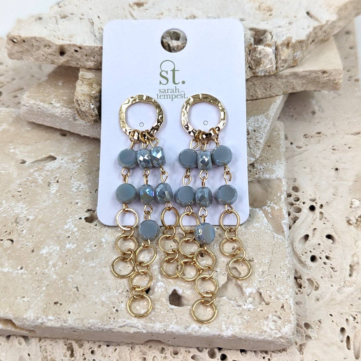 Dangle earrings with open circle components