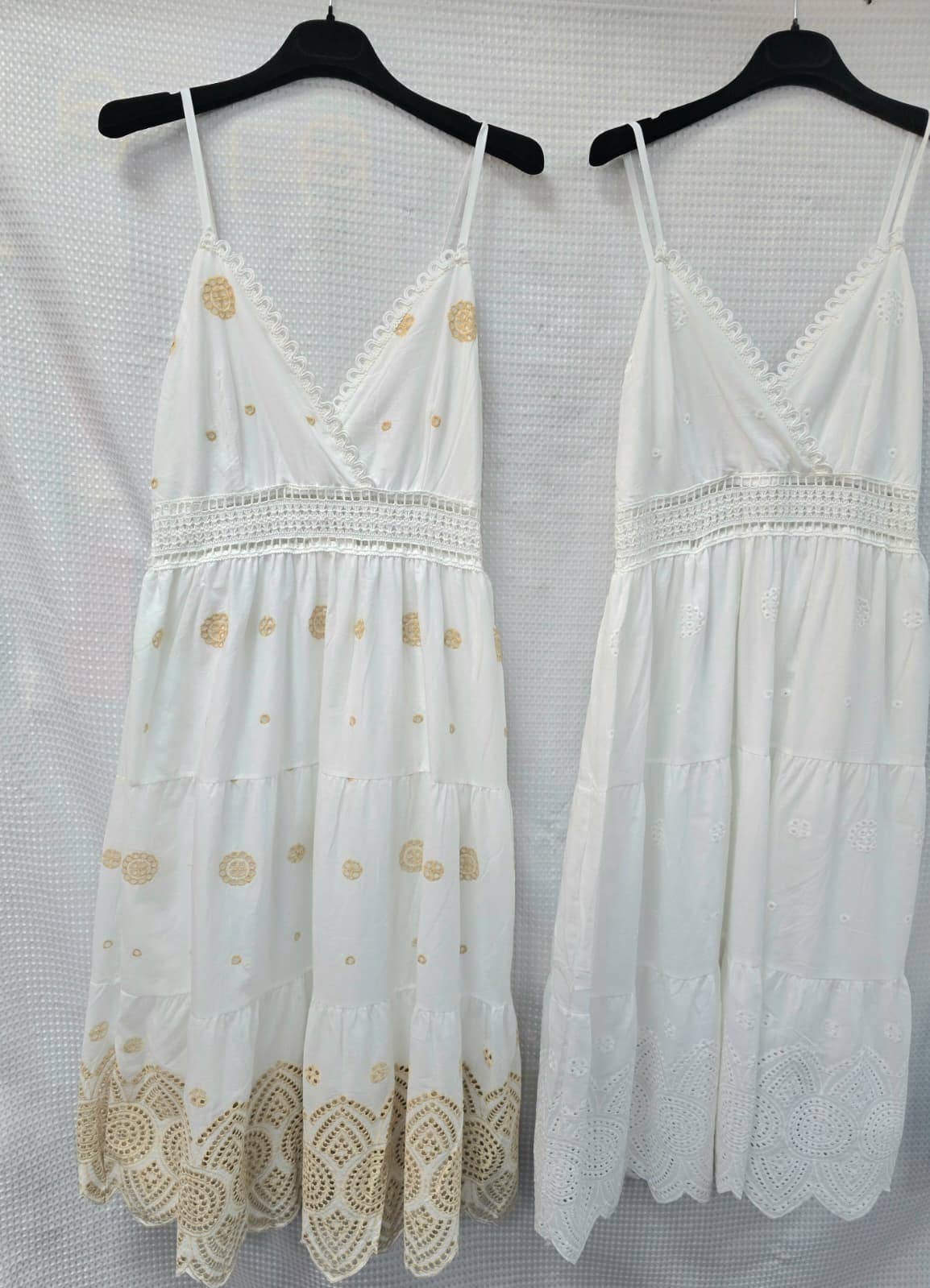 Athena Embroidery Cut Out Crochet Midi Dress: White