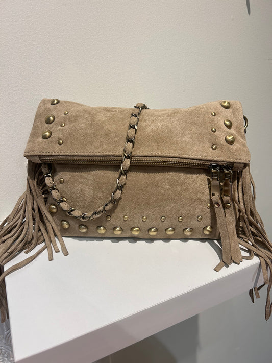 Suede Studded Tassle Bag