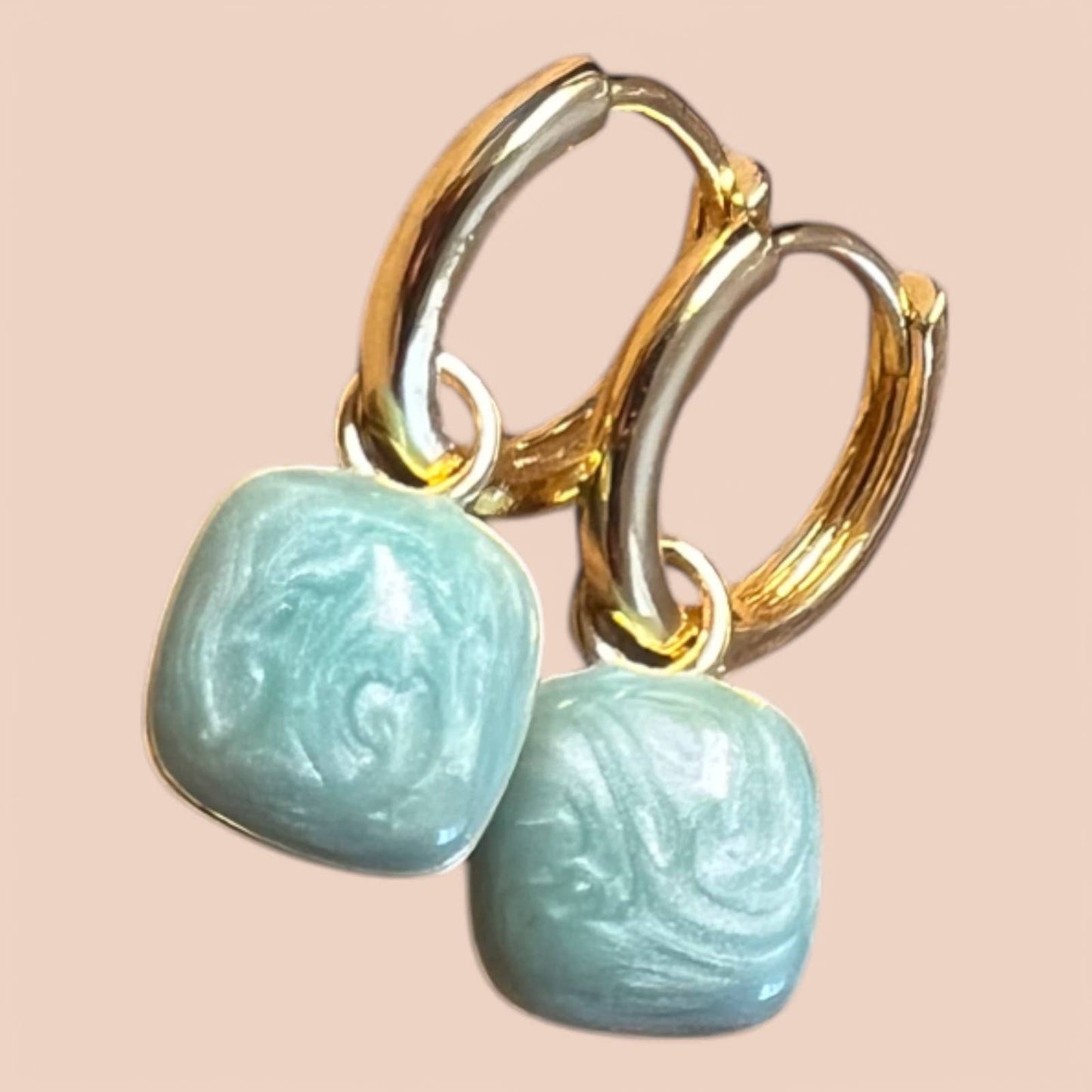 Blue Shimmer Charm Hoop Earrings ER176SB