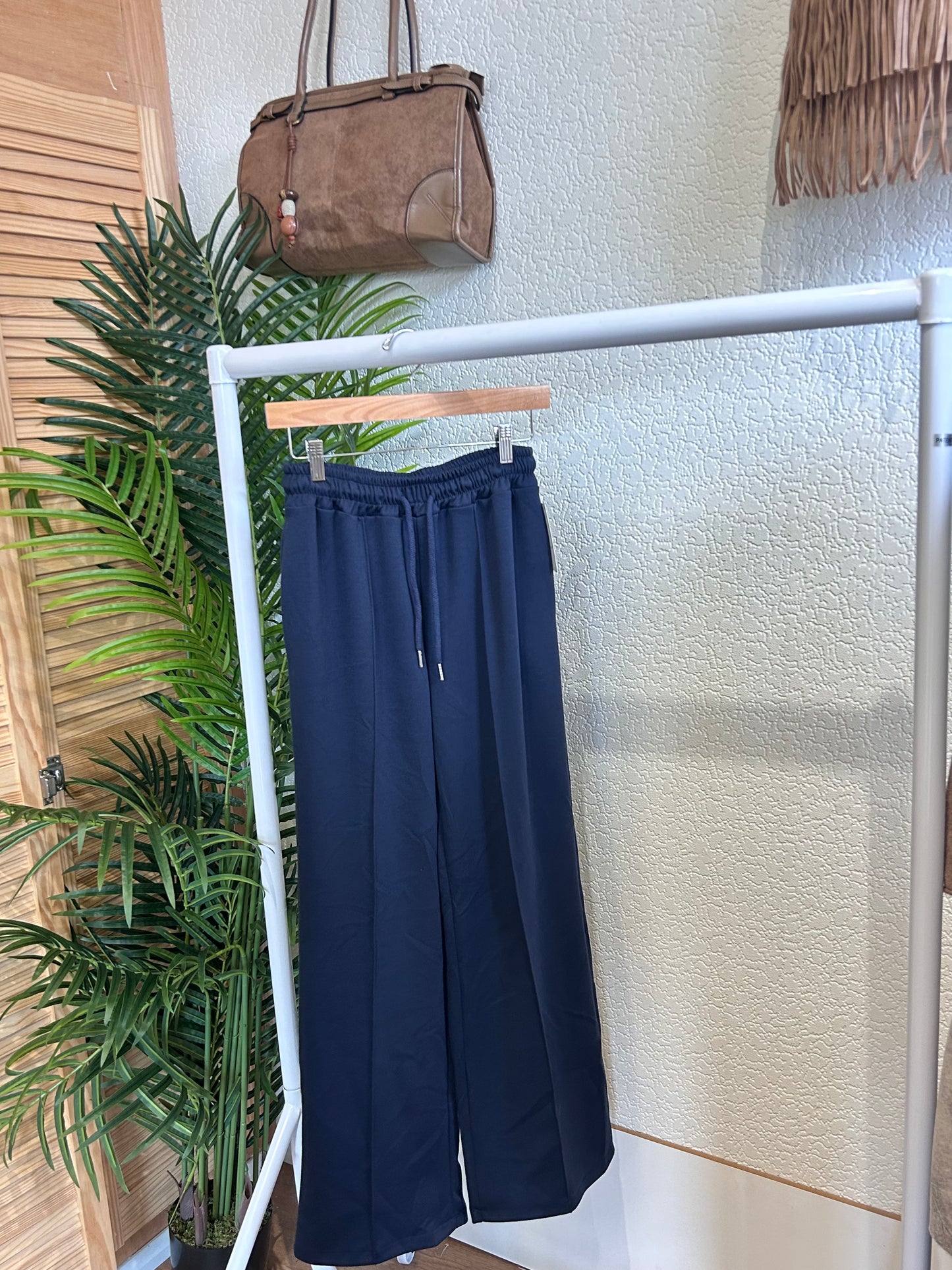Navy Front Seem Wide Trouser