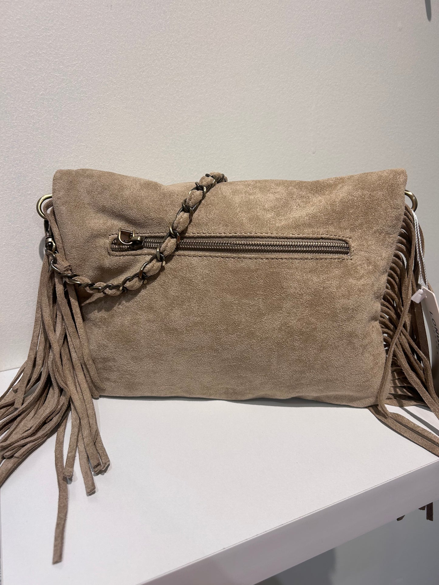 Suede Studded Tassle Bag