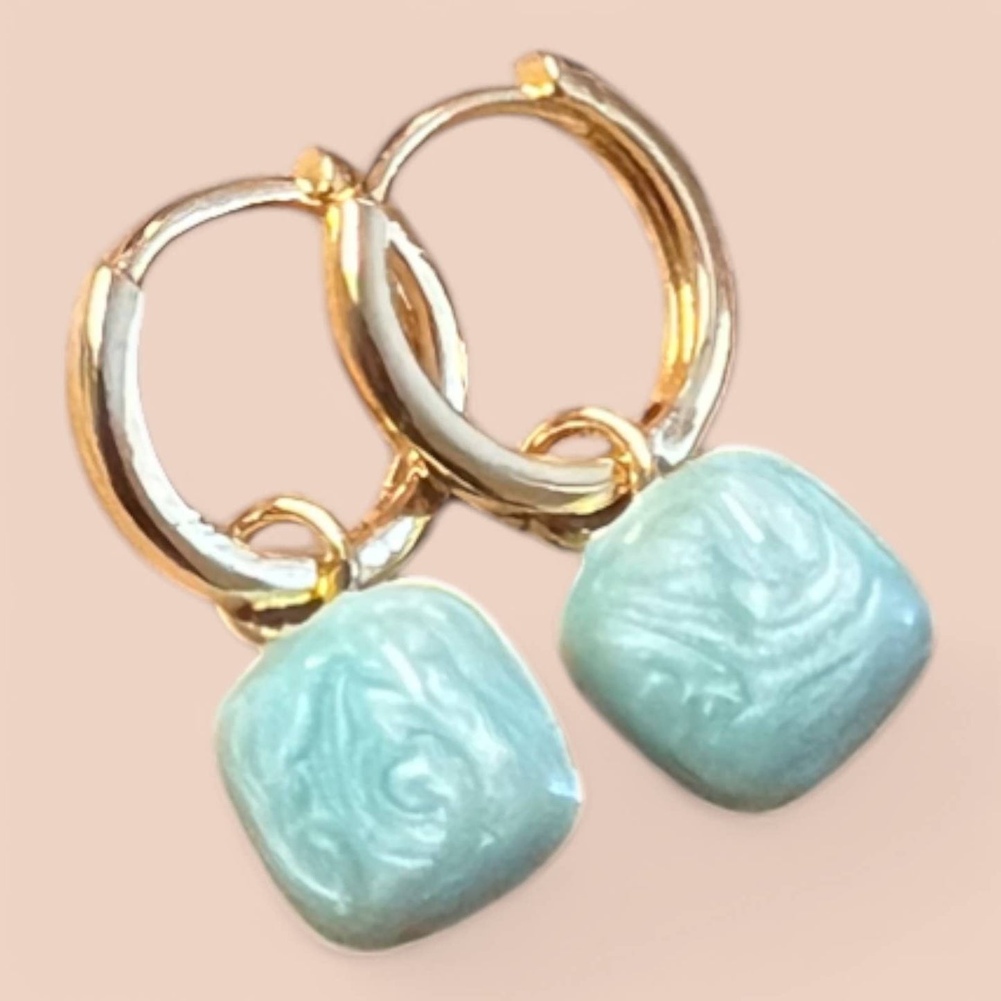 Blue Shimmer Charm Hoop Earrings ER176SB