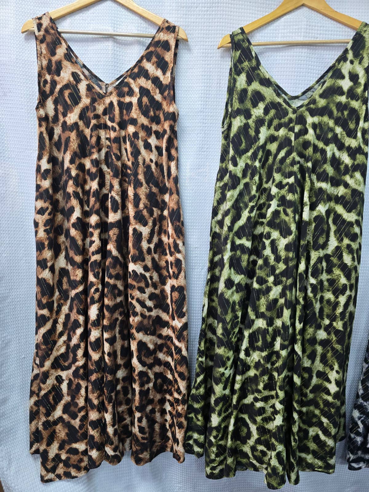 Leopard Parachute V Cotton Lurex Maxi Dress: Brown