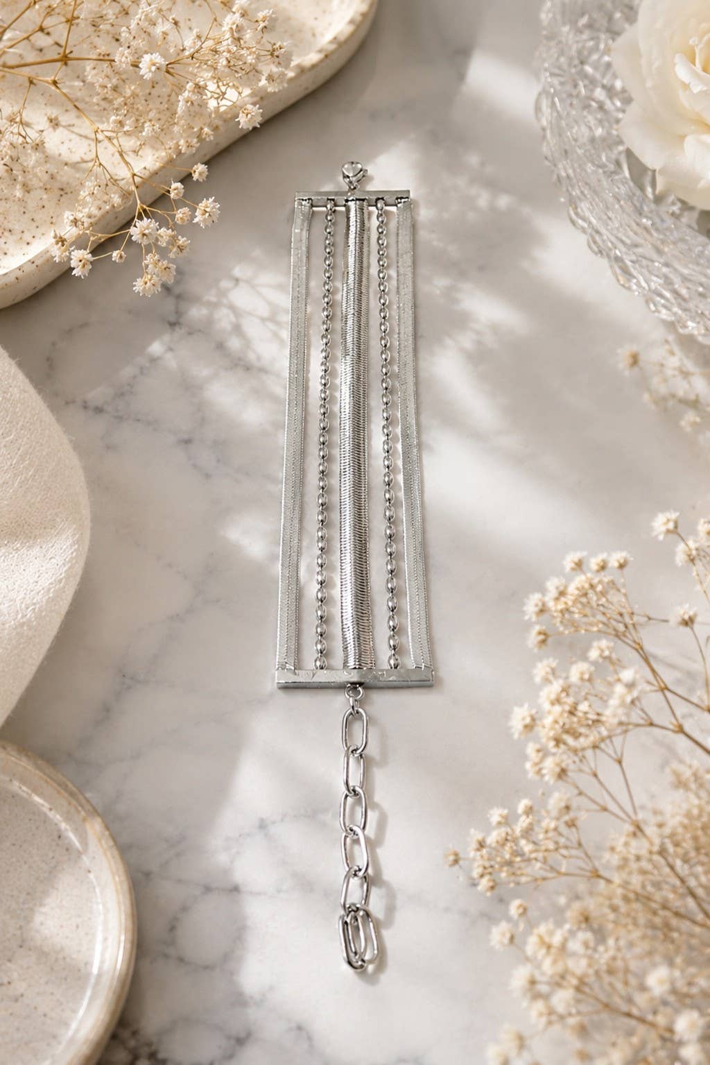Multi-row stainless steel bracelet: Gold