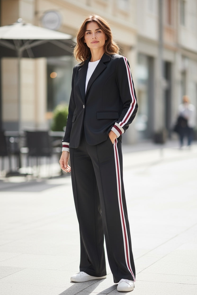 Black Side Stripe Blazer Co-ord