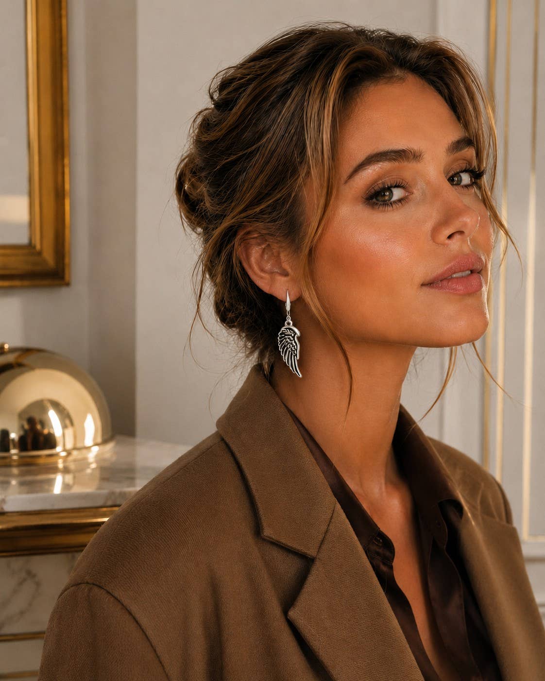 Stainless Steel Dangle Earrings: Golden