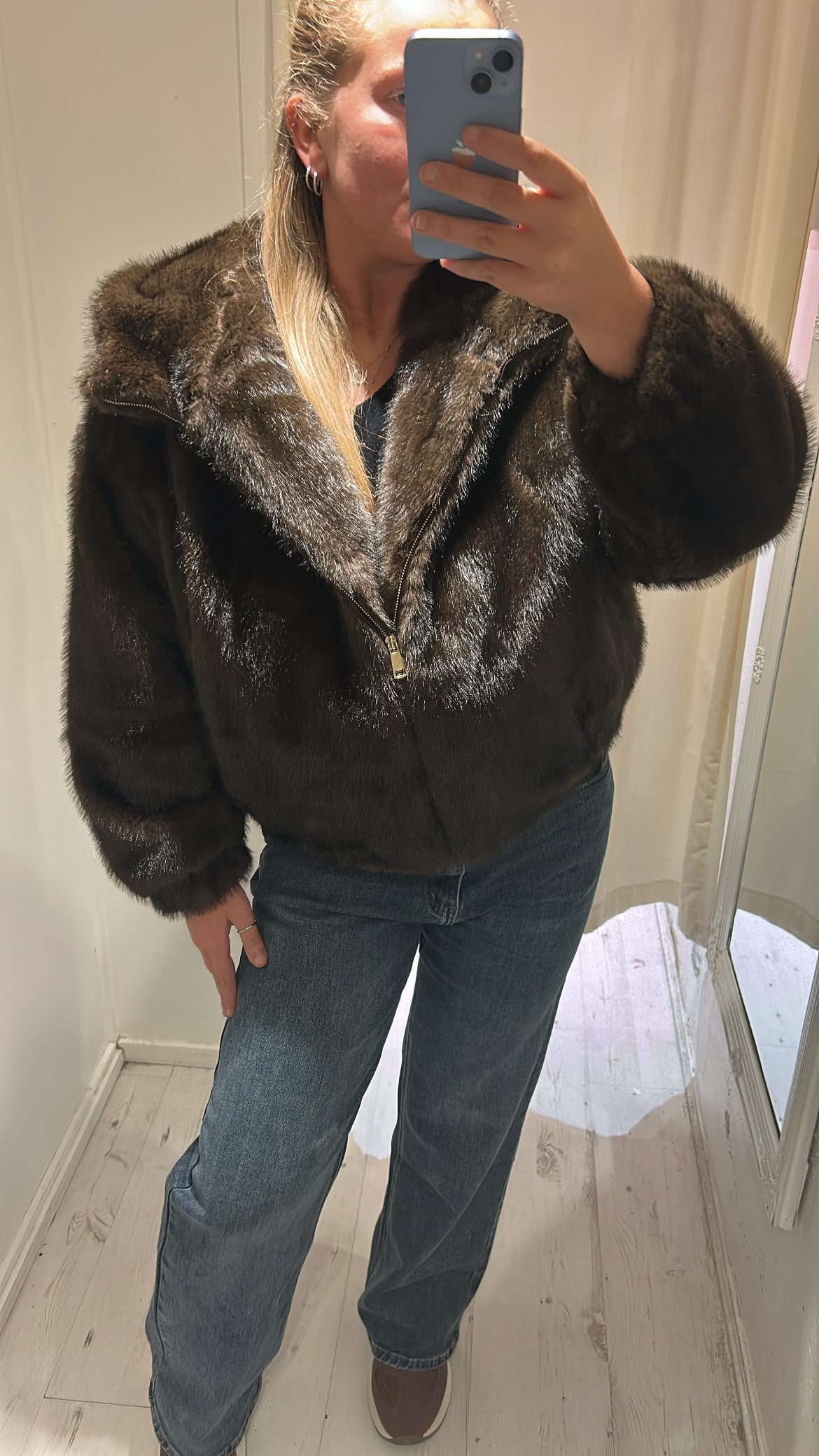 Zip up Fur Coat