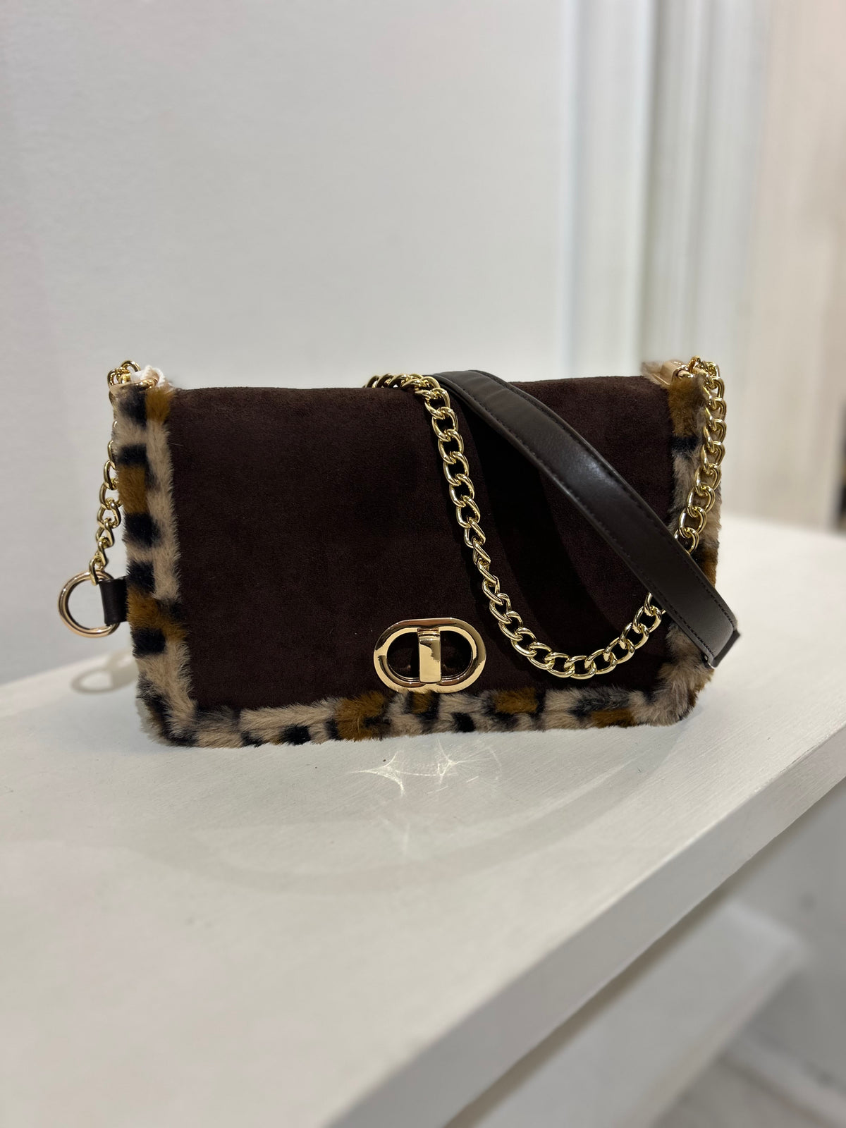 Chocolate Leopard Detail Bag