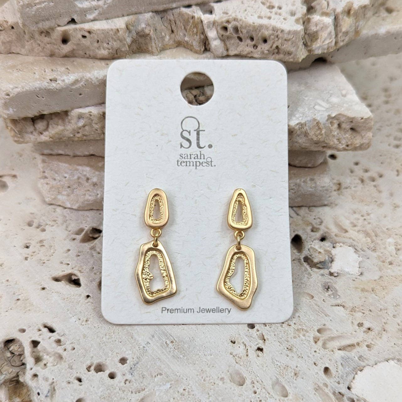 Organic open stone shapes dangle earrings: MTGLD