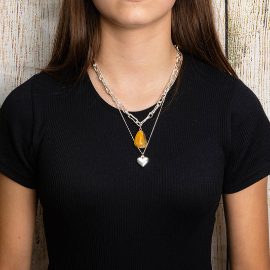 Elegant Layered Necklace in silver- with Aragonit pendant