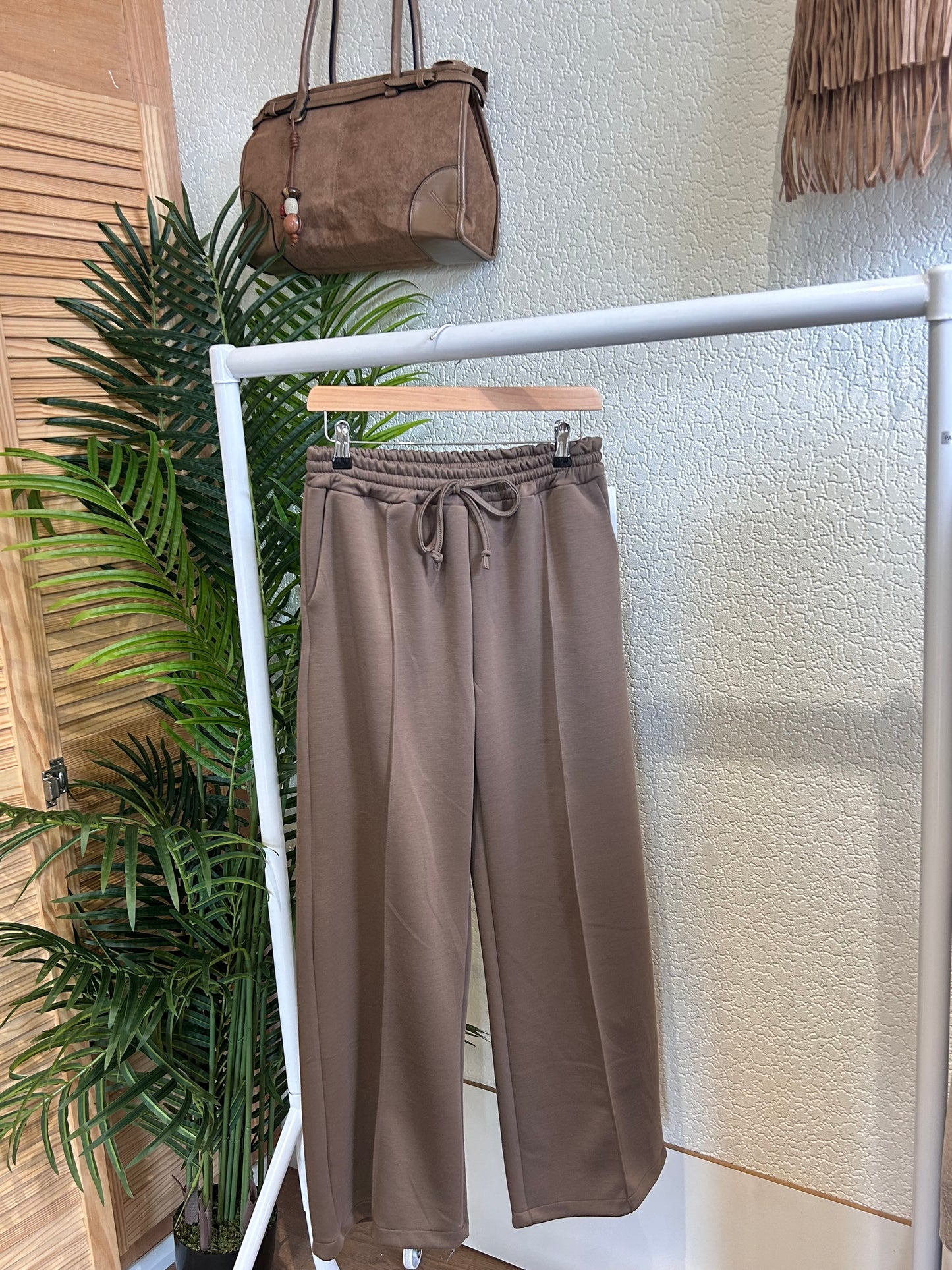 Taupe Front Seem Wide Trouser