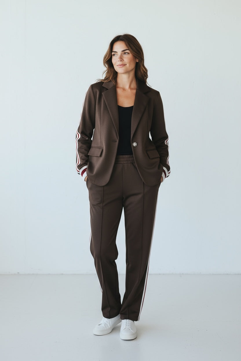 Chocolate Side Stripe Blazer Co-ord