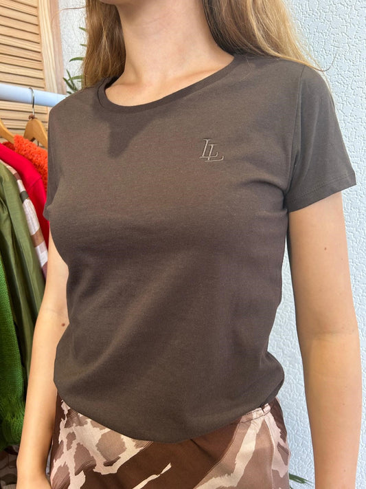 Brown Stretch Cotton T Shirt