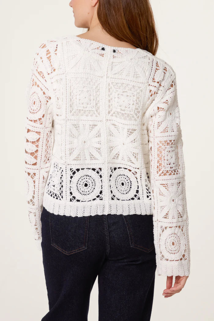 IVORY CROCHET CARDIGAN
