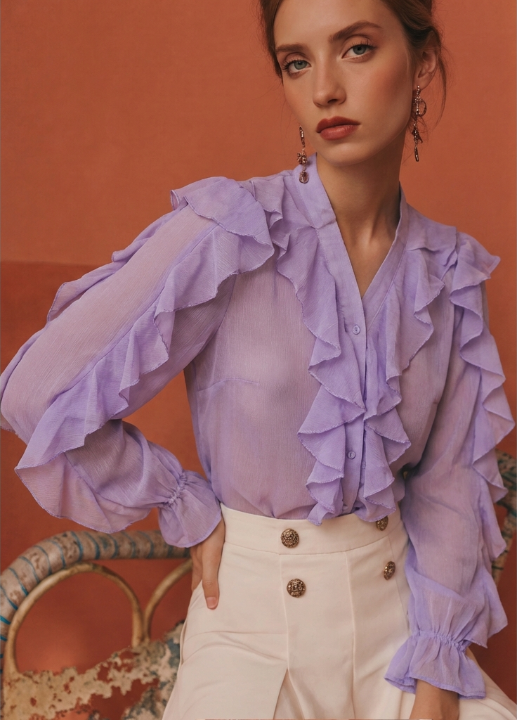 LILAC RUFFLE SHIRT