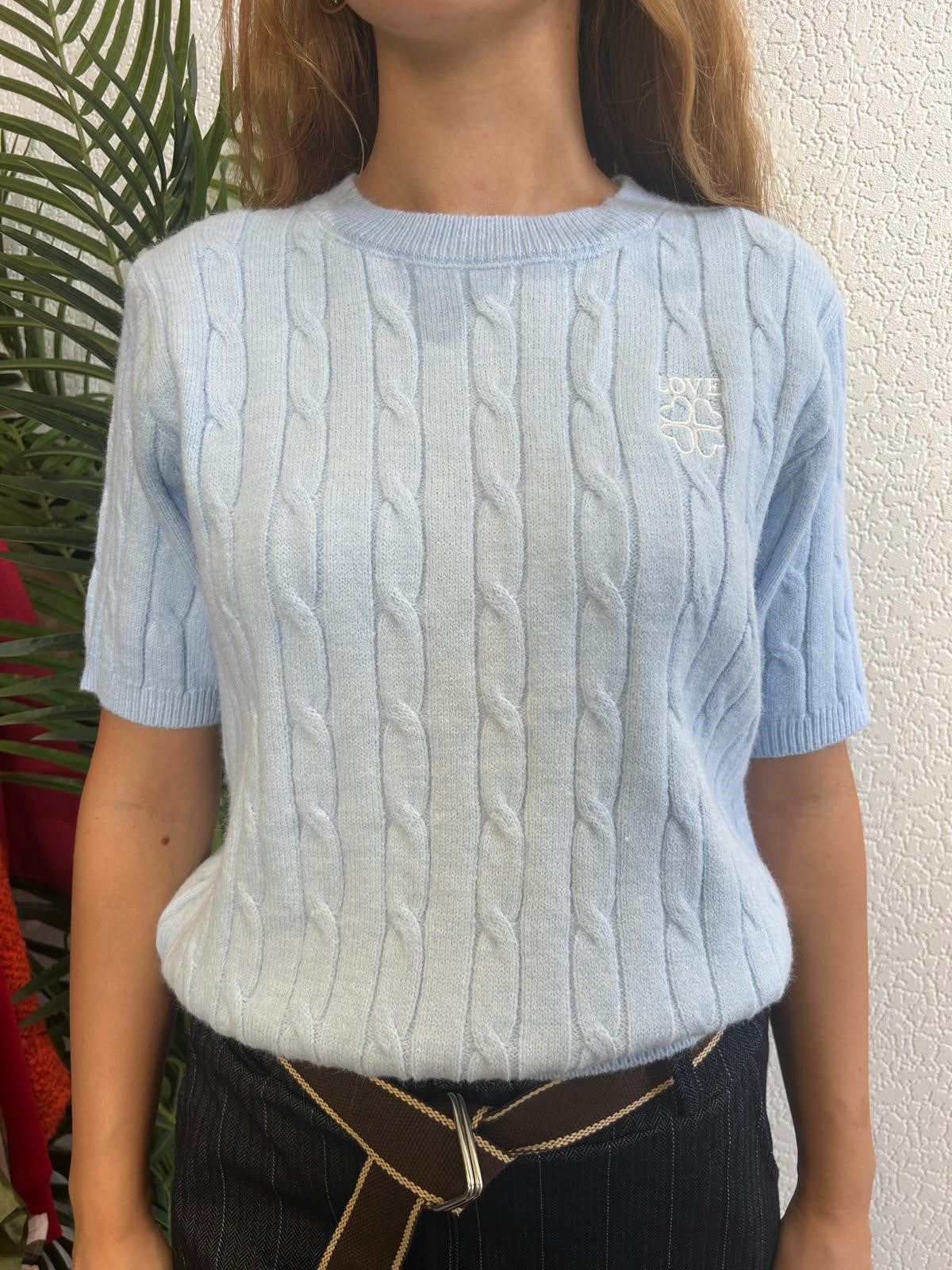 Baby Blue Short Sleeve Knit