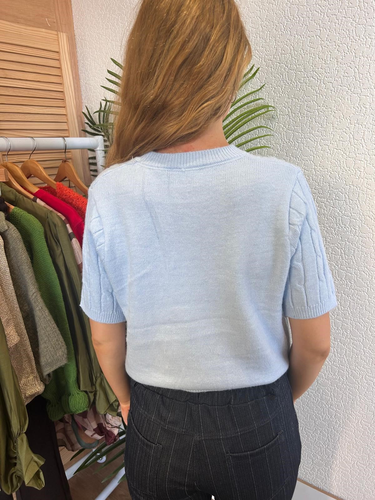 Baby Blue Short Sleeve Knit