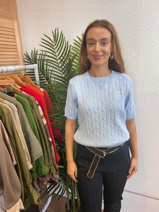 Baby Blue Short Sleeve Knit