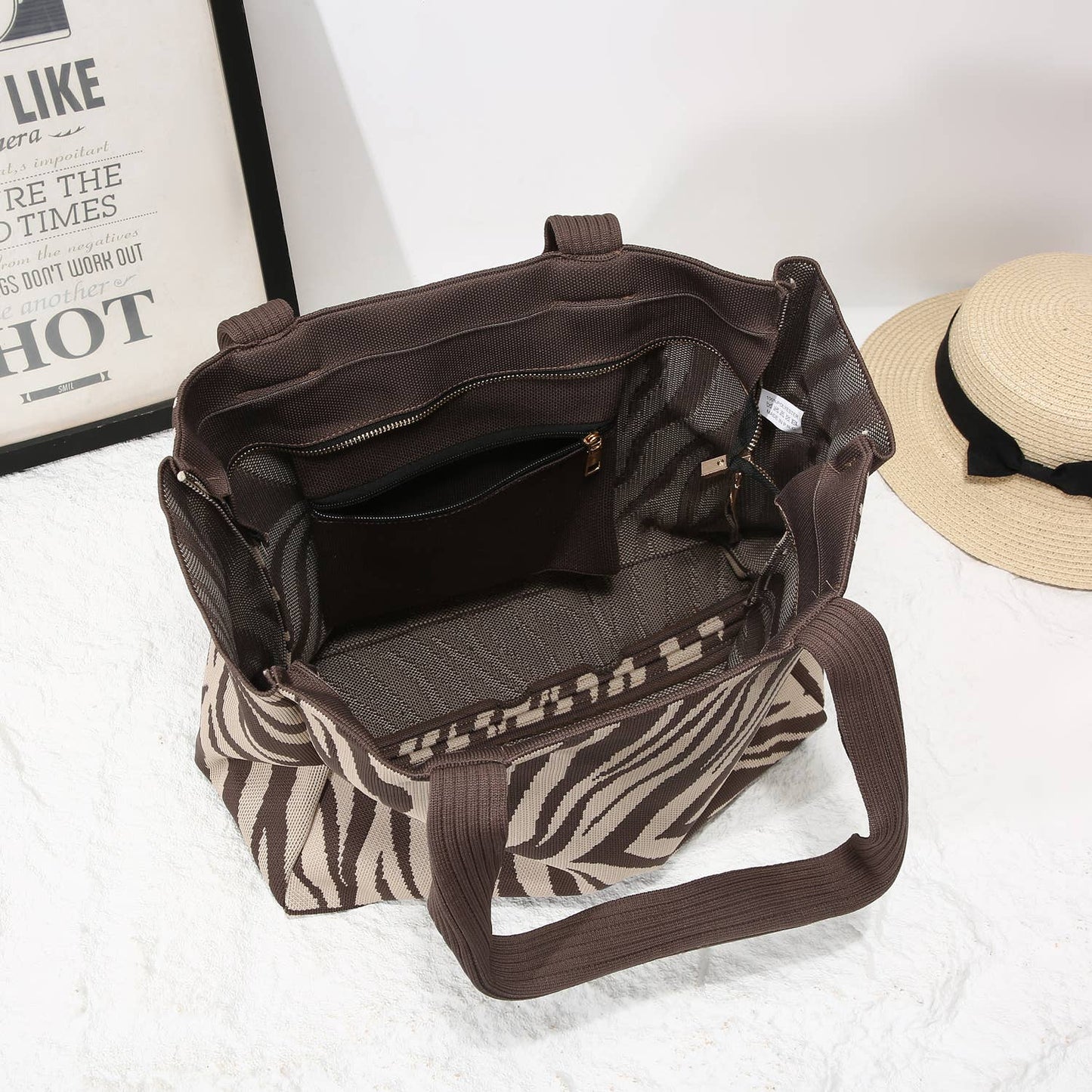 Brown Zebra Print Shopper Bag