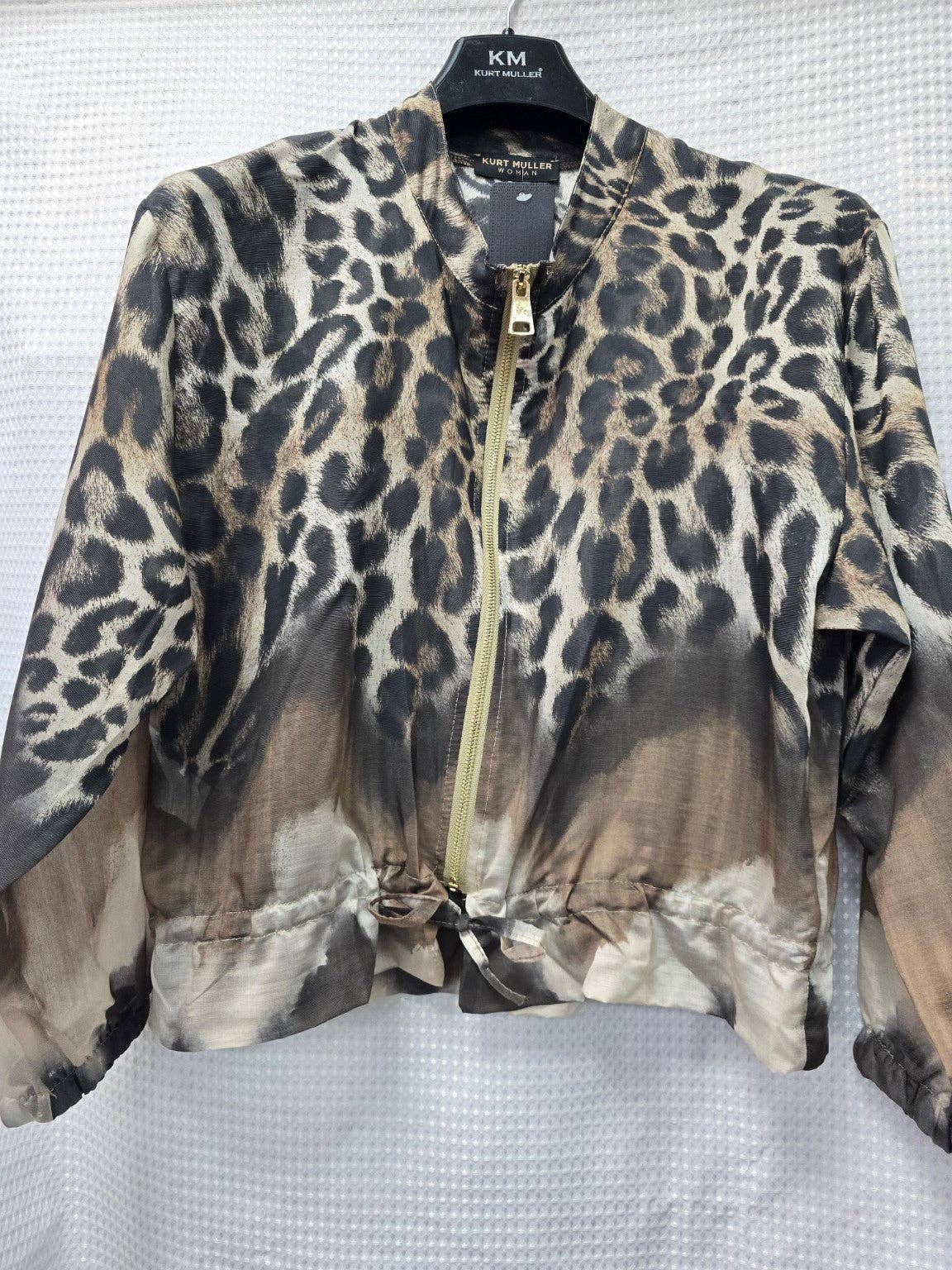 Leopard Lightweight Bomber Jacket: Brown