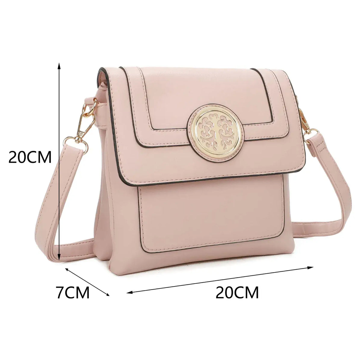 Small 3 Compartment Cross Body Bag Shoulder Bag- S9127: Brown