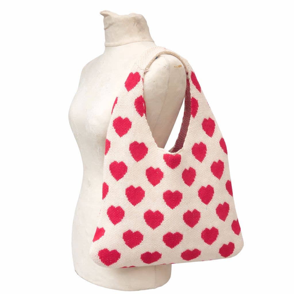 CREAM/RED SLOUCH TOTE BAG