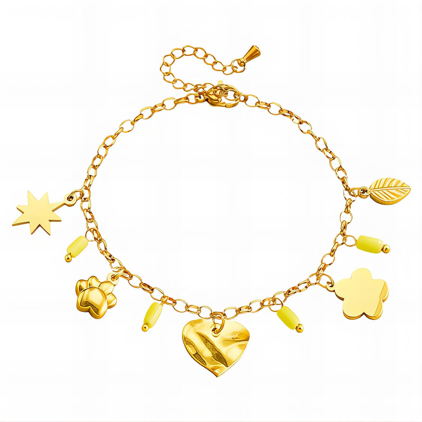 MIXED CHARM BRACELET 18K GOLD PLATED STEEL