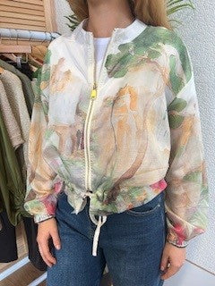 Blue Print Sheer Zip Jacket