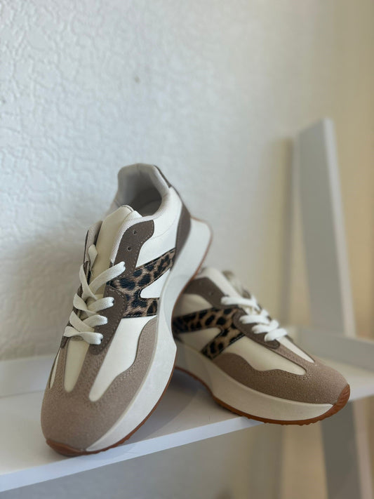 Leopard stripe trainers