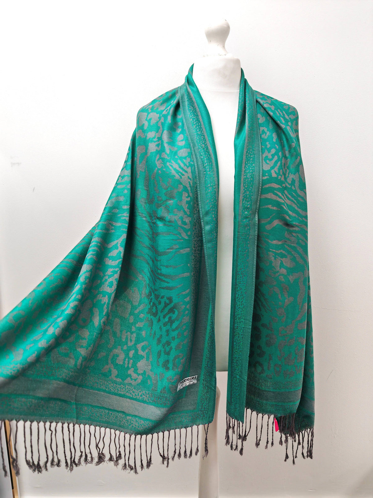 Super Soft Pashmina Scarf Shawl Wrap-2503 Animal Print: Emerald