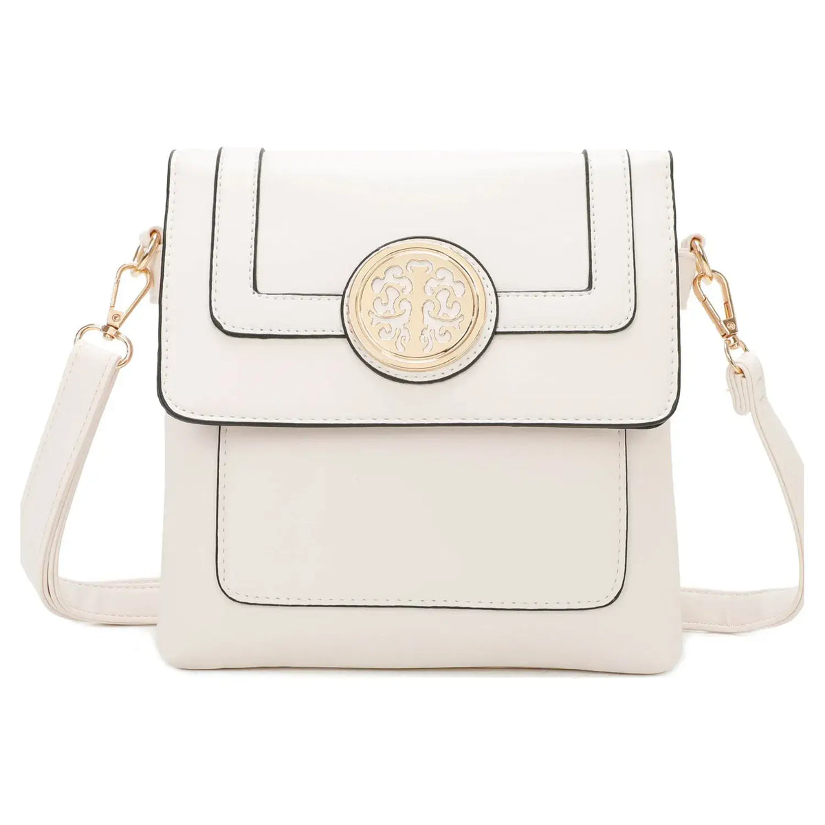 Small 3 Compartment Cross Body Bag Shoulder Bag- S9127: Brown