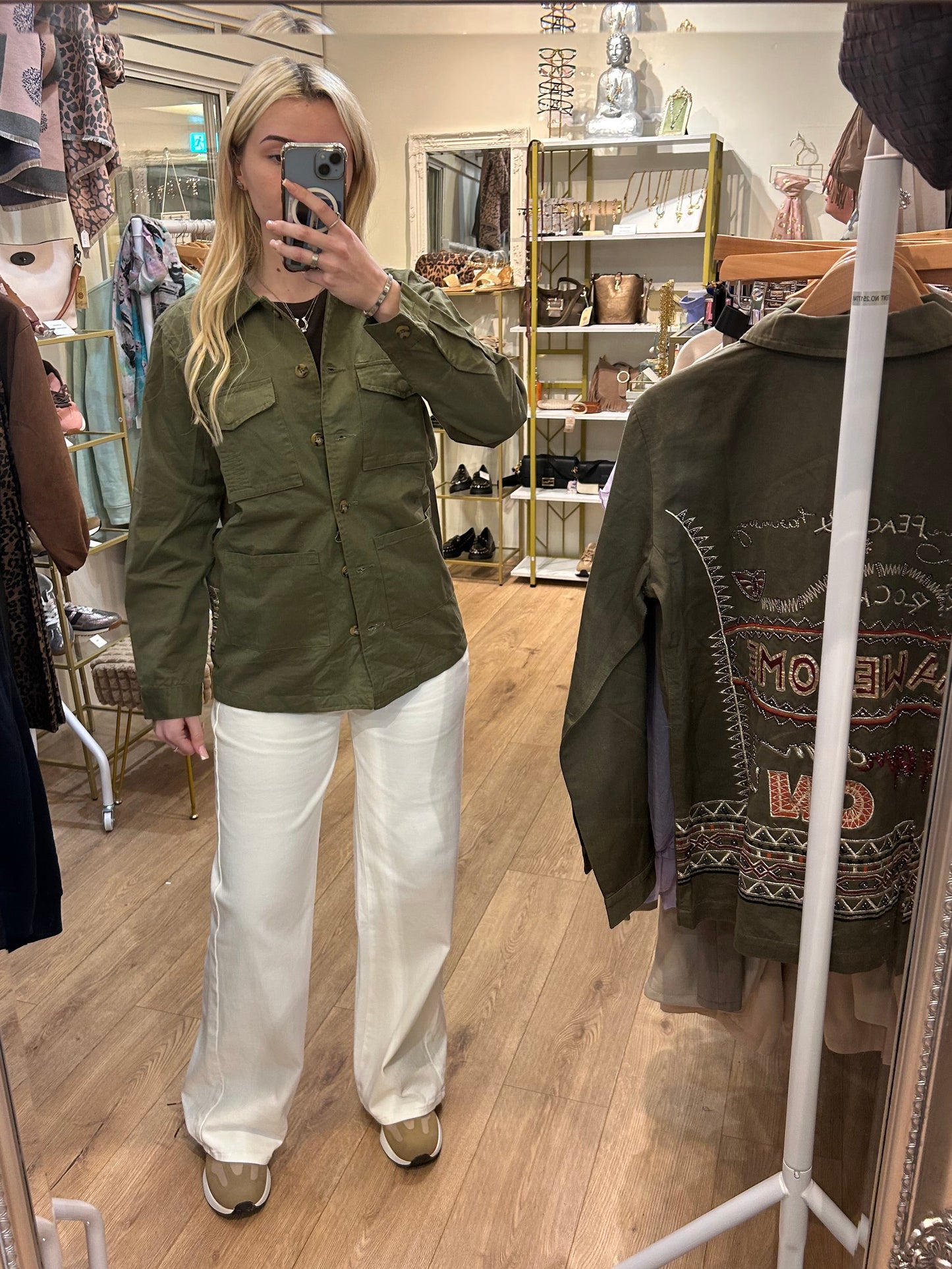 Khaki Cotton Jacket with Back design
