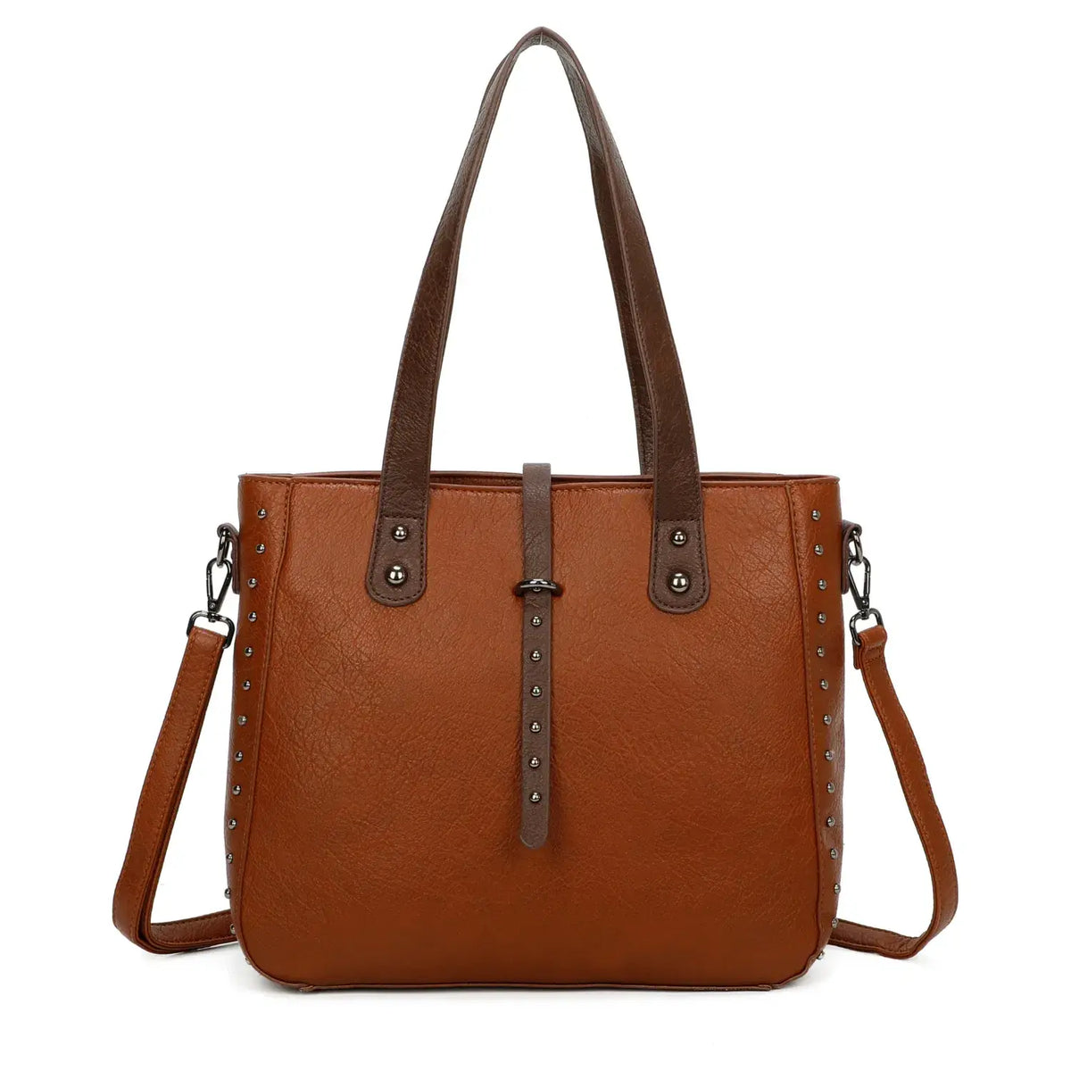 Superbia Medium Size Two-Toned Studs Details Tote Bag-9316: Black