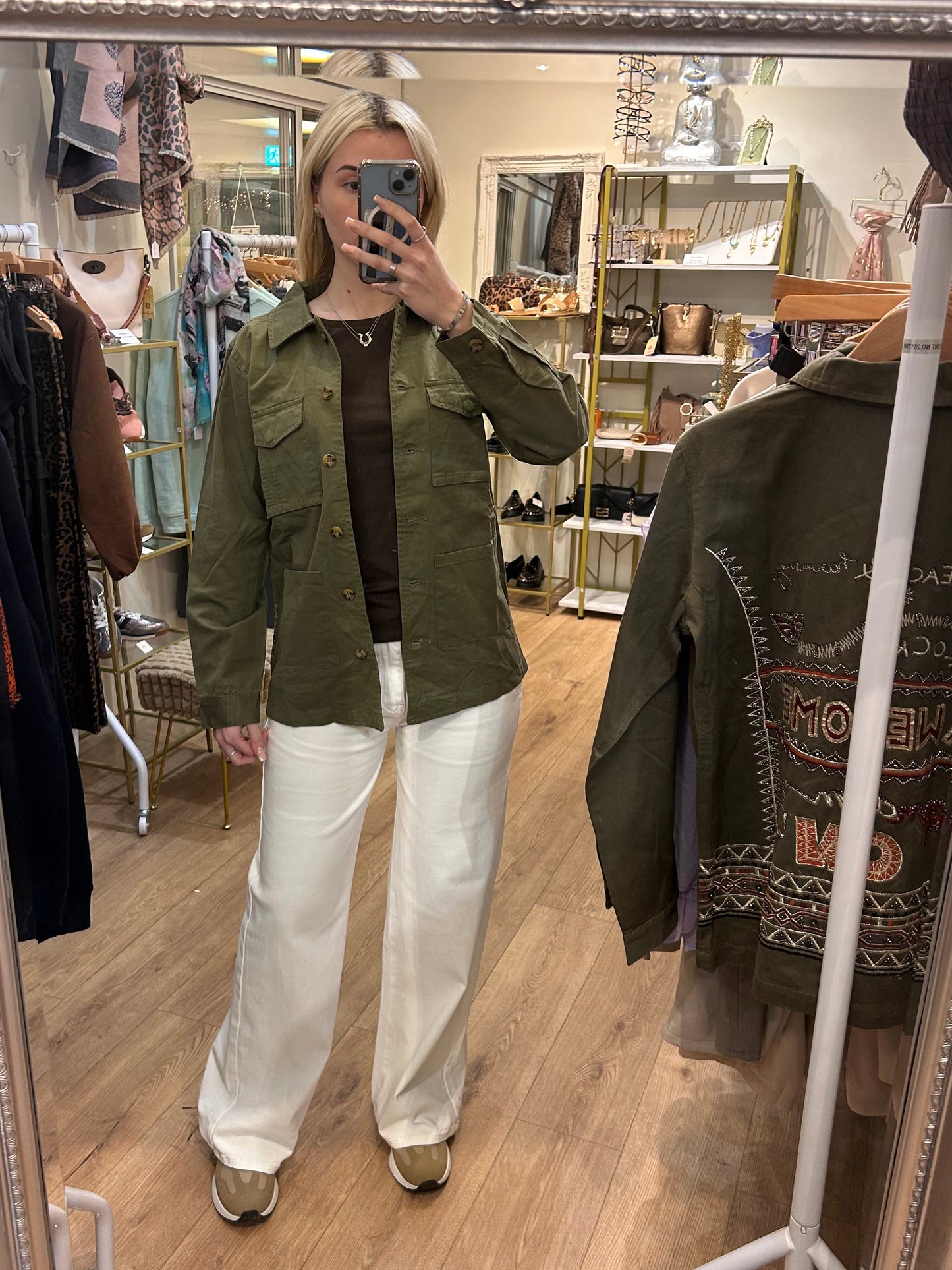 Khaki Cotton Jacket with Back design