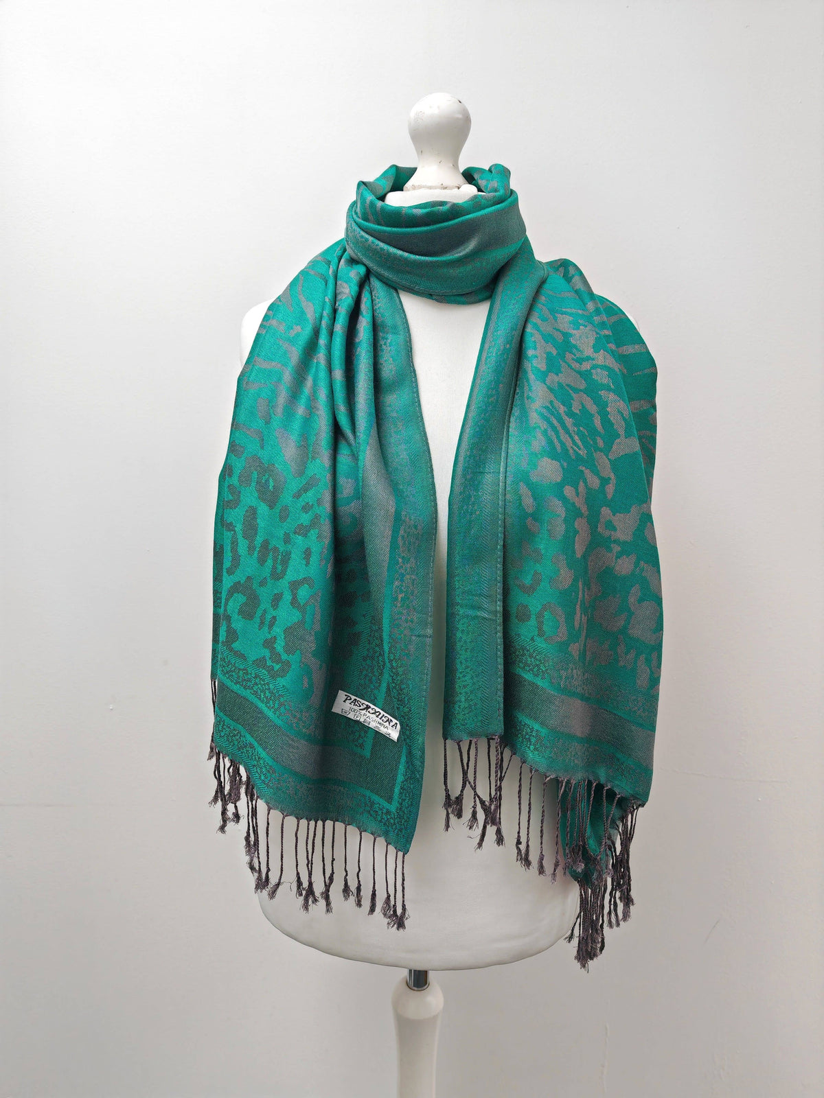 Super Soft Pashmina Scarf Shawl Wrap-2503 Animal Print: Duck egg