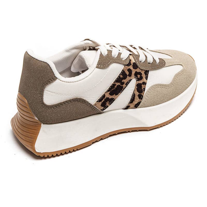 CHUNKY WHITE TRAINER WITH LEOPARD