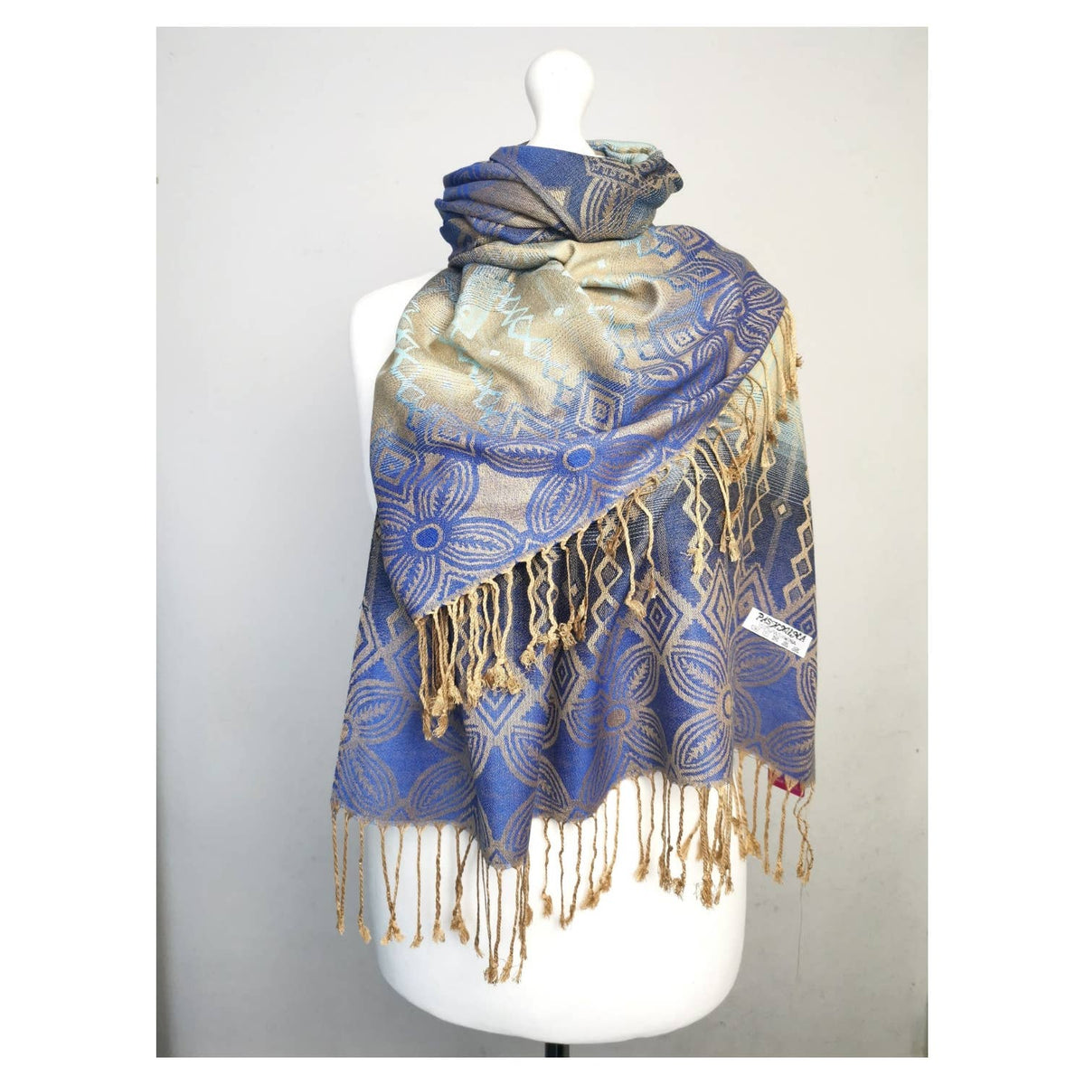 Super Soft Reversible Pashmina scarf /Shawl-Azec 6364: Blue