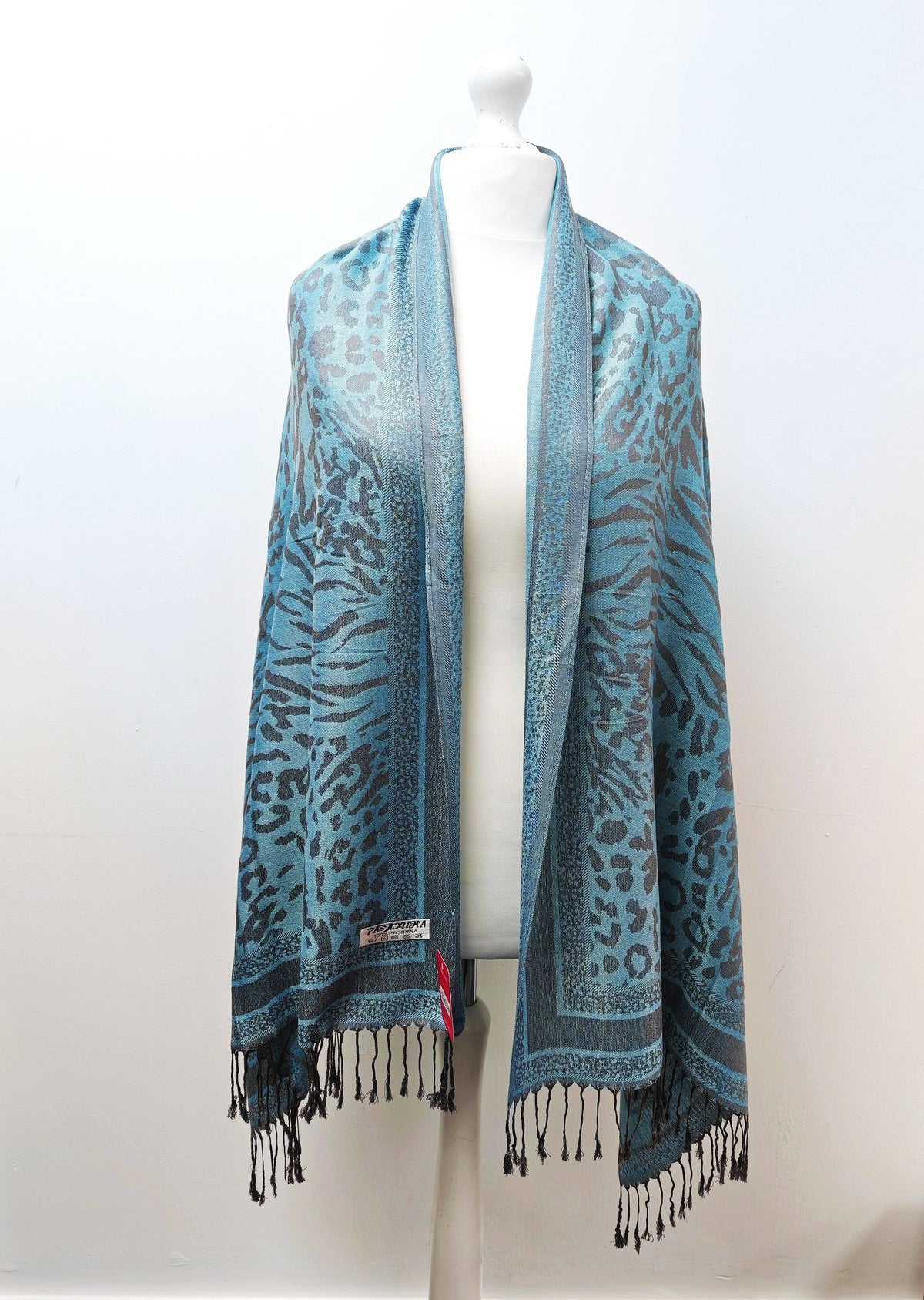 Super Soft Pashmina Scarf Shawl Wrap-2503 Animal Print: Duck egg