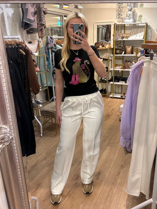 White Wide Leg Seem Trouser