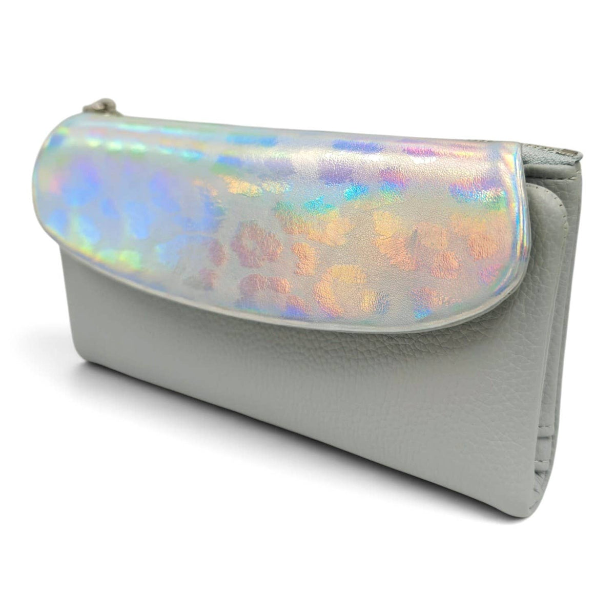 Soft Pu Metallic Leopard Print Long Purse Clutch + Gift Box: Apricot