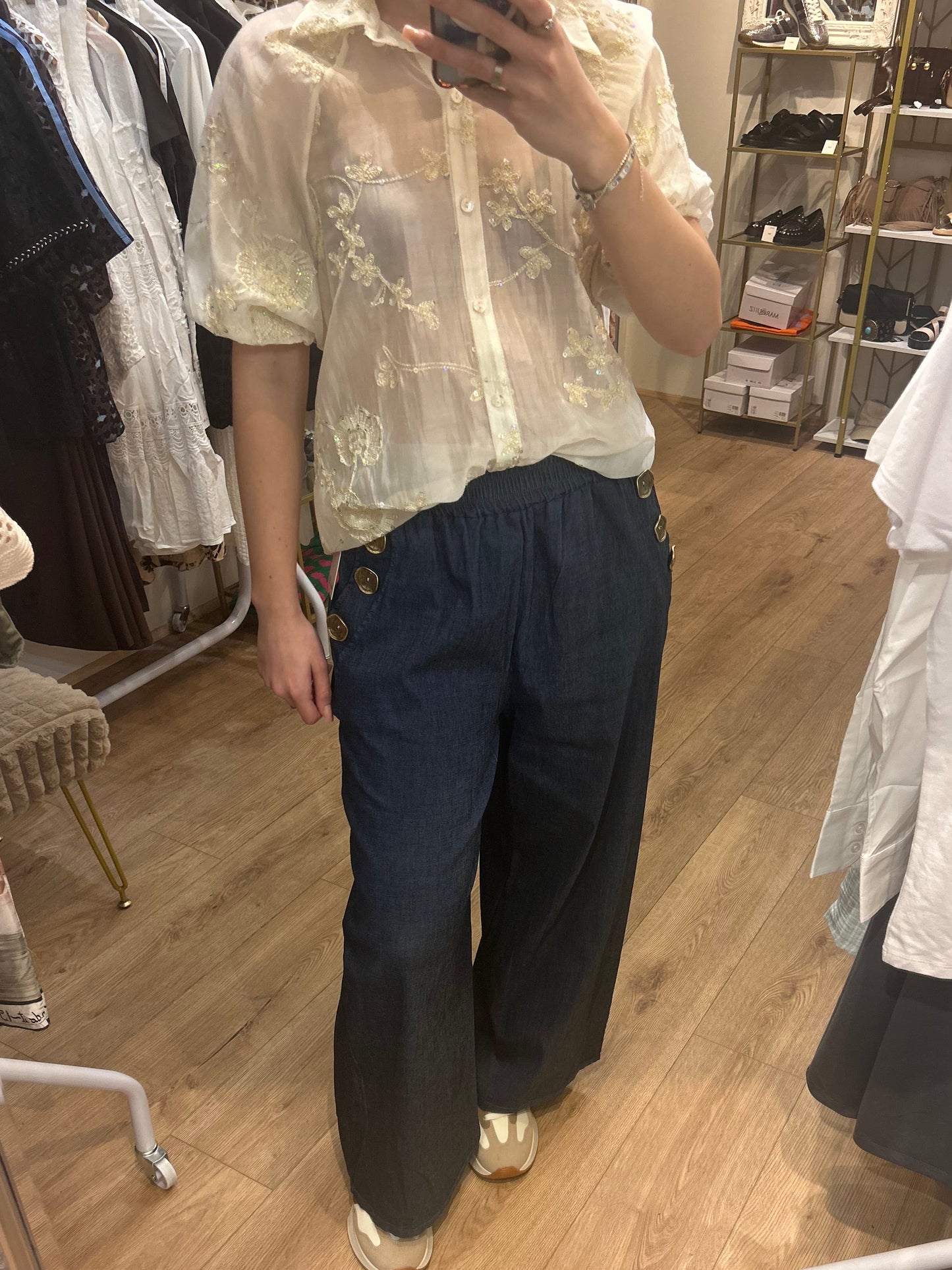 WIDE DENIM LOOK TROUSER