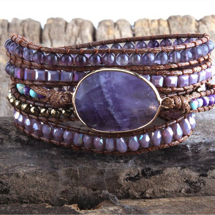 Natural Stone Drop-shaped Multi-layer Wrap Bracelet: Amazon