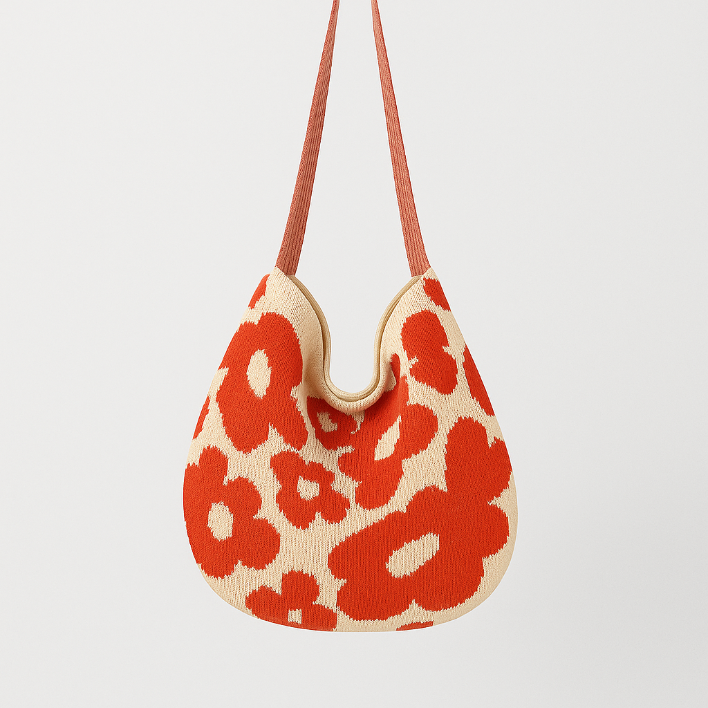 RETRO PETAL PRINT CROCHET BAG