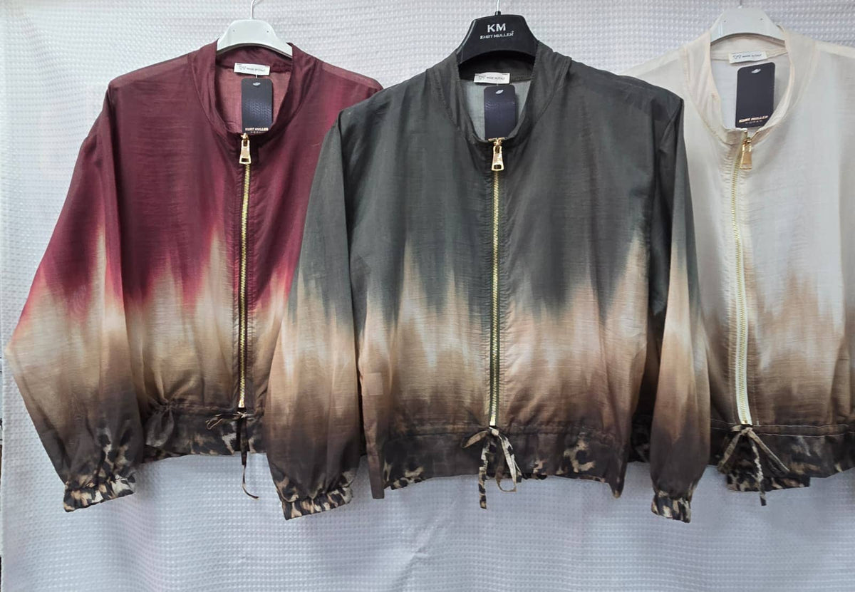 Ombre Zip Blouson Lightweight Bomber Jacket: Cream