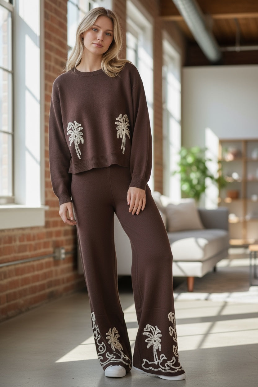 Brown Palm Stitch Co-ord