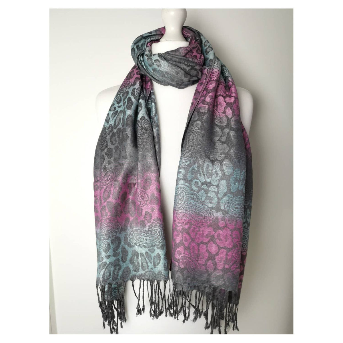 Super Soft Reversible Pashmina C48-2 Leopard: Orange-taupe