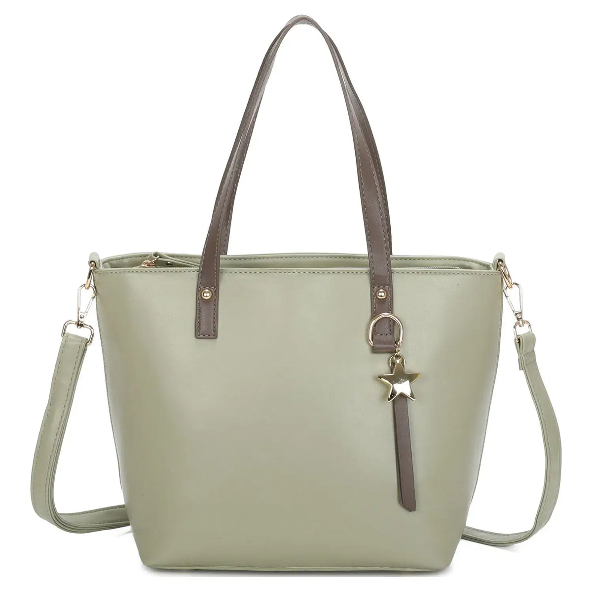 Medium Size Two-toned Tote Bag with Star Details-9330: Purple